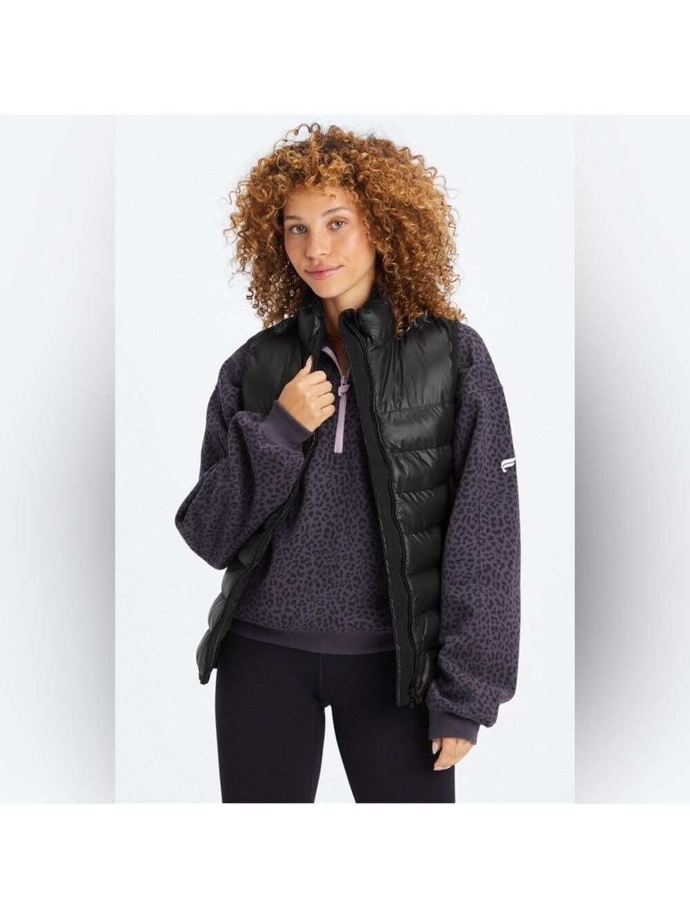 Fabletics Black Logo Elliot Puffer Vest Medium